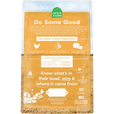 Open Farm Chicken & Ancient Grains Dry Dog Food | Back Image of Chicken and Ancient Grains Dog Food