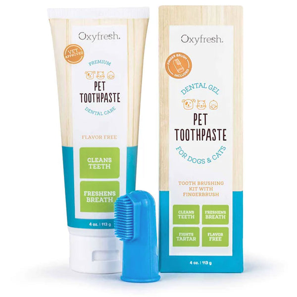Oxyfresh Pet Toothpaste Finger Brush Kit Oxygene 4 oz HEALTHY SPOT