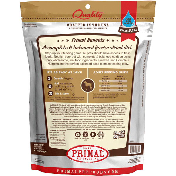 Primal dog deals food ingredients