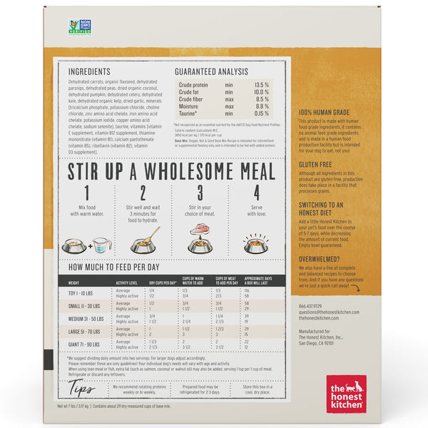 The Honest Kitchen Grain Free Veggie Nut Seed Base Mix Dog Food HEALTHY SPOT