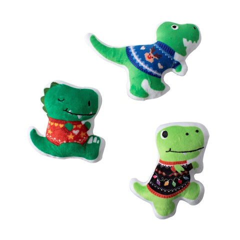 Fringe Studio | Sweater Weather T-Rex 3-pack Dog Toy Set | Main Image