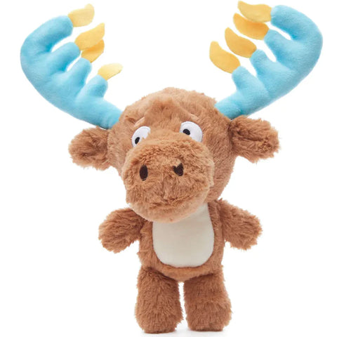 Bark Menorah Moose Dog Toy | Front Image of Plush Moose with Menorah Ears