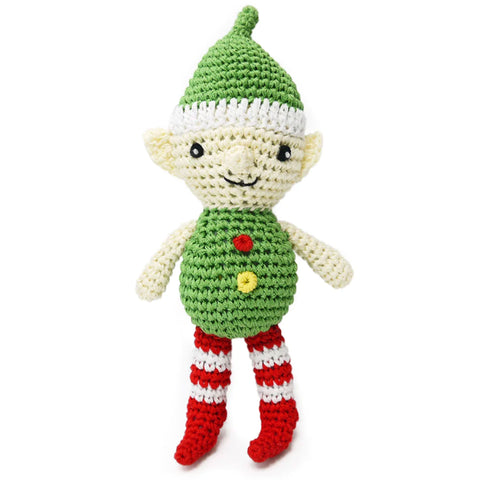 Dogo Pet Fashions Holiday Pawer Elf Dog Toy | Front Image of Crochet Elf