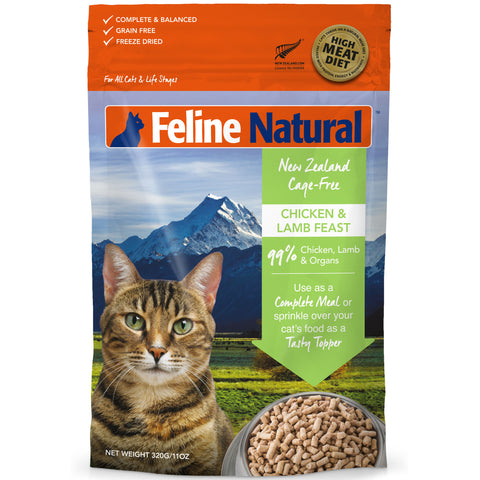 Feline Natural Freeze-Dried Chicken & Lamb Cat Food 11 oz | Front Image of Chicken and Lamb Feast