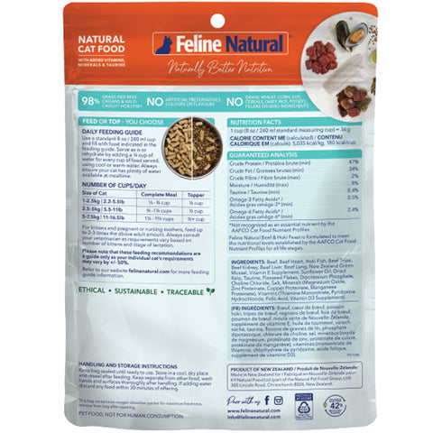 Feline Natural Freeze-Dried Cat Beef & Hoki | Back Image 3.5oz