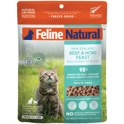 Feline Natural Freeze-Dried Cat Beef & Hoki | Front Image 3.5oz