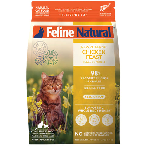 Feline Natural Freeze-Dried Chicken Cat Food - 11 oz | Front Image of Chicken Feast 11oz