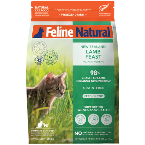 Feline Natural Freeze-Dried Lamb Cat Food - 11 oz | Front Image of Lamb Feast 11oz