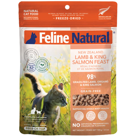 Feline Natural Freeze-Dried Lamb & Salmon Cat Food 3.5 oz | Front Image of Lamb and Salmon Feast