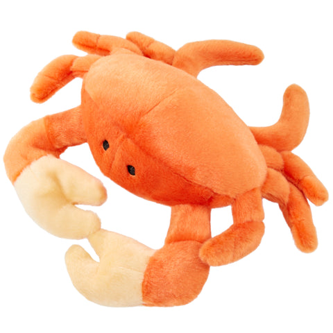 Side Image of Orange Plush Crab Dog Toy