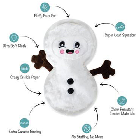Fringe I'm Melting Dog Toy | Front Image of Plush Snowman