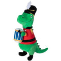 Fringe Little Drummer Rex Dog Toy | Front Image of Green Dinosaur with Drum Set