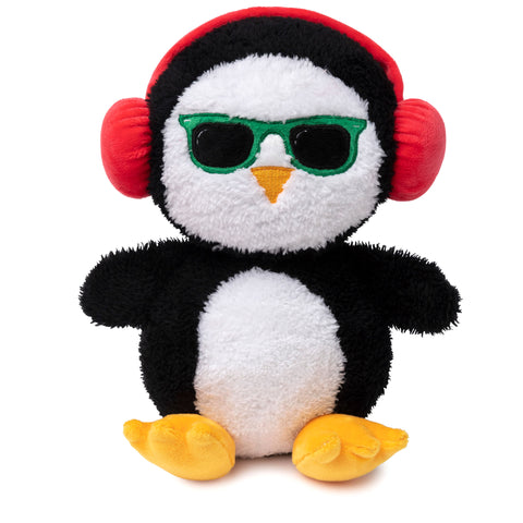 Fuzzyard DJ Waddles Dog Toy | Front Image of Plush Penguin with Headphones
