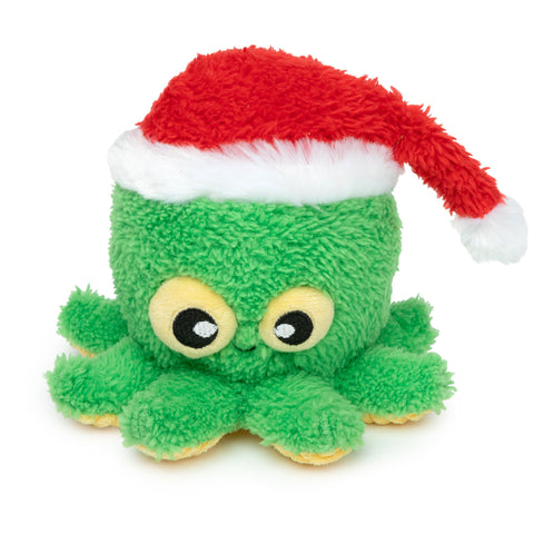 Fuzzyard Jolly Osmo Dog Toy | Front Image of Green Holiday Octopus Plush
