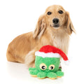 Fuzzyard Jolly Osmo Dog Toy | Lifestyle Image of Dachshund with Green Holiday Octopus Plush