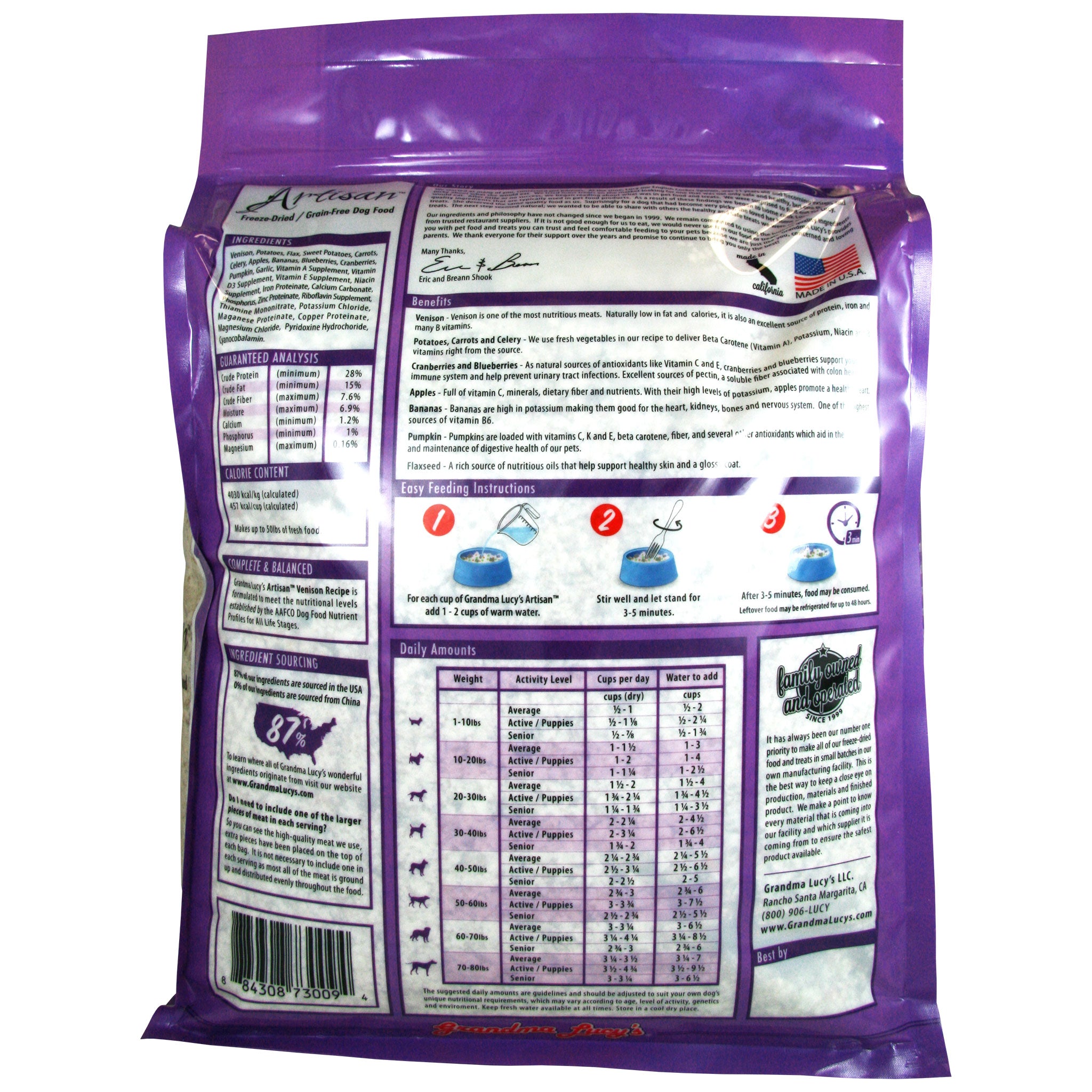 Grandma Lucy s Artisan Freeze Dried Venison Dog Food 10lbs HEALTHY SPOT