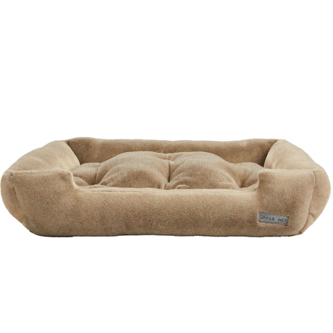 Jax & Bones Lounge Bed - Cashmere Fawn | Side Image of Brown Dog Bed