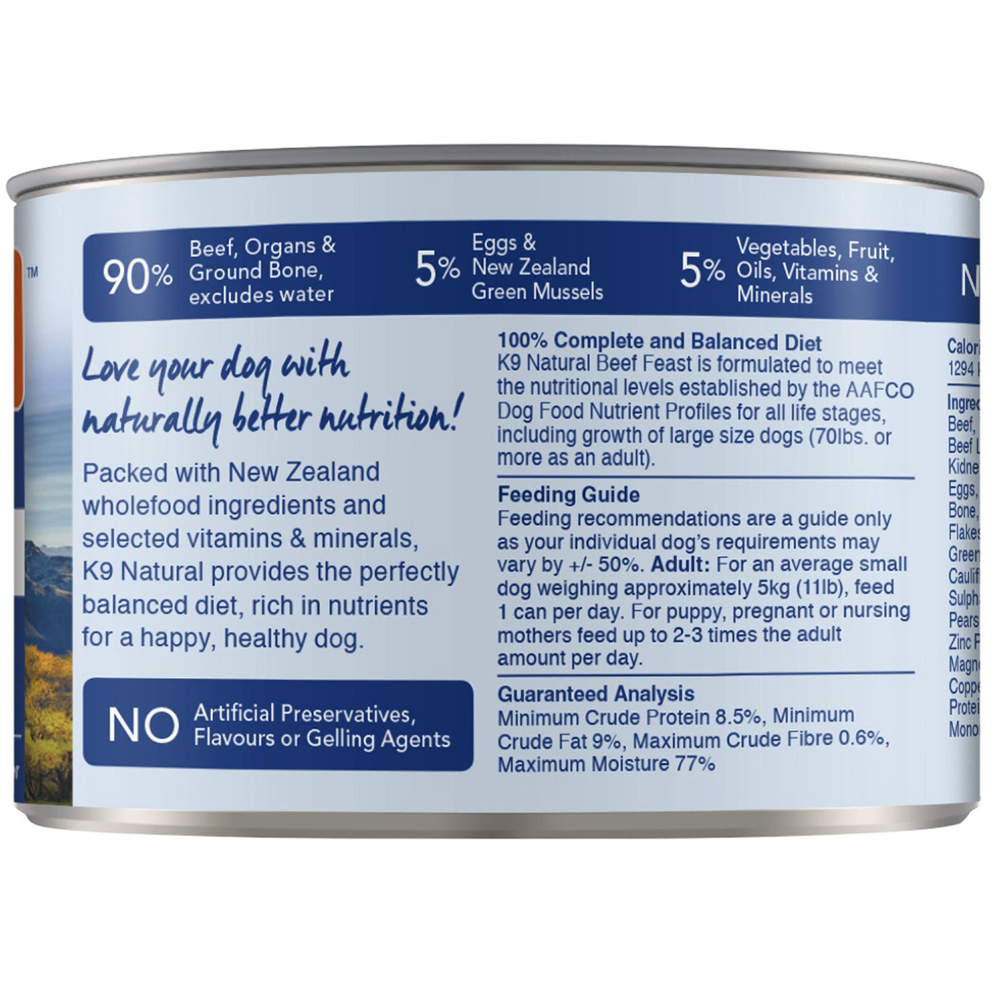 K9 Natural Canned Beef Feast Dog Food 6oz HEALTHY SPOT