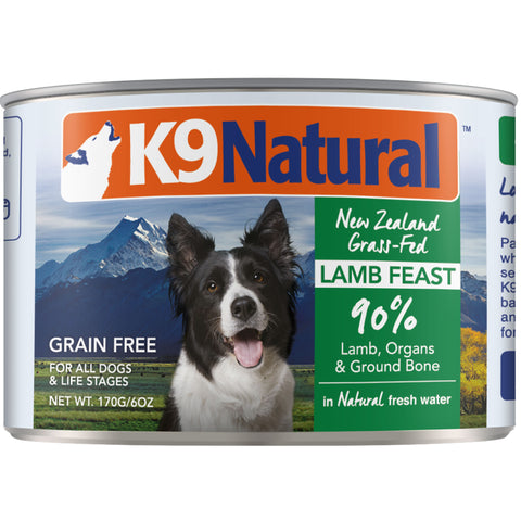 K9 Natural Canned Lamb Feast Dog Food - 6oz | Front Image of Lamb Feast Wet Food