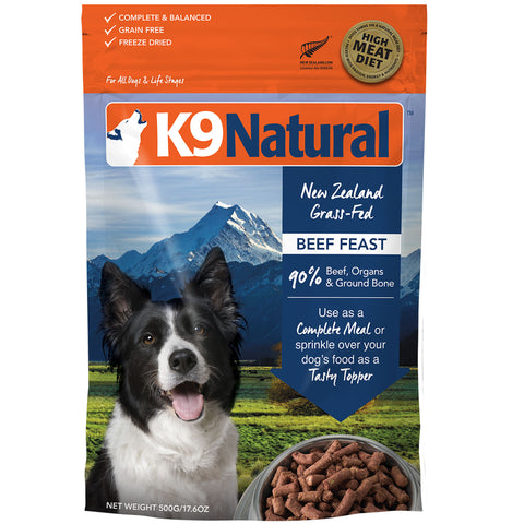 K9 Natural Freeze-Dried Beef Dog Food | Front Image of Freeze-Dried Beef Dog Food 1.1lbs