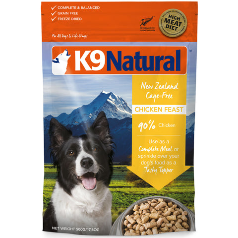 K9 Natural Freeze-Dried Chicken Dog Food | Front Image of Chicken Feast Dog Food 1.1lb