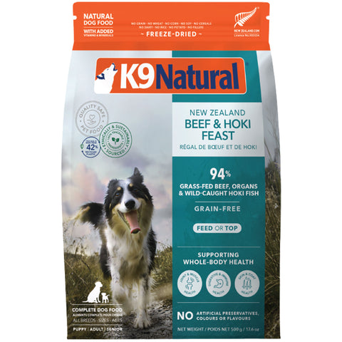 K9 Natural Freeze-Dried Beef & Hoki Dog Food | Front Image of Freeze-Dried Beef & Hoki Dog Food 1.1lbs