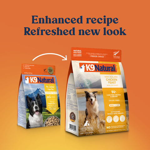 K9 Natural Freeze-Dried Chicken Dog Food | Front Image of Chicken Feast Dog Food - New Packaging