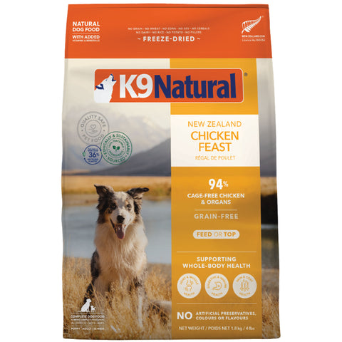 K9 Natural Freeze-Dried Chicken Dog Food | Front Image of Chicken Feast Dog Food 4lb