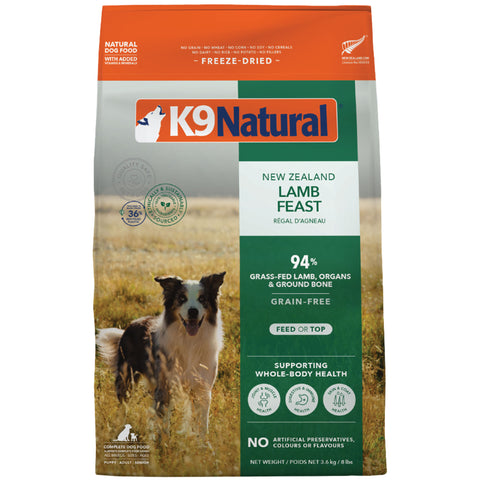 K9 Natural Freeze-Dried Lamb Dog Food | Front Image of Lamb Feast 8lb