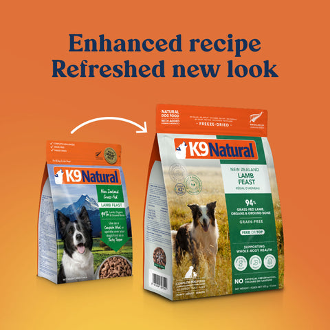 K9 Natural Freeze-Dried Lamb Dog Food | Front Image of Lamb Feast - New Packaging