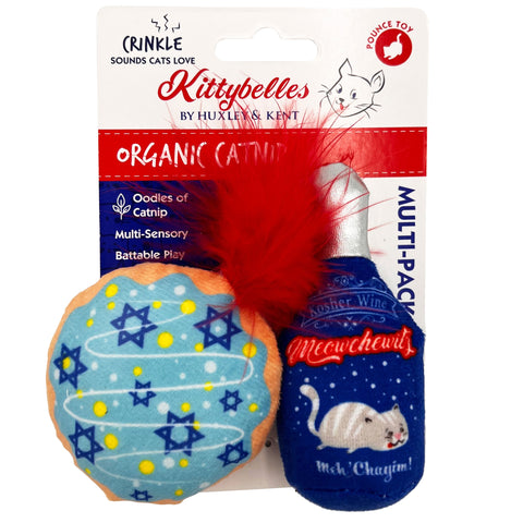 Kittybelles Jelly Roll & Meowchewits Cat Toys - 2 Pack | Front Image of Hanukkah Cat Toys