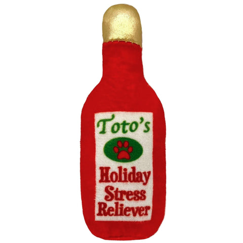 Kittybelles Toto's Holiday Stress Reliever Cat Toy | Front Image of Red Plush Cat Toy