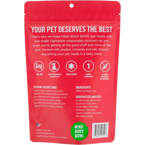 MIND BODY BOWL Beef Liver Freeze-Dried Treats For Dogs and Cats - 2.5oz | Back Image