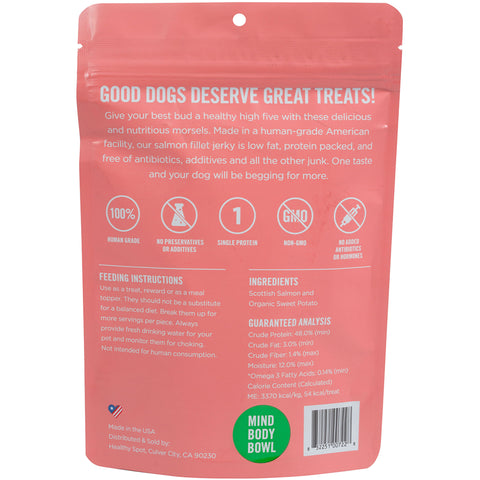 MIND BODY BOWL Smoked Salmon Jerky Dog Treats - 3oz | Back Image
