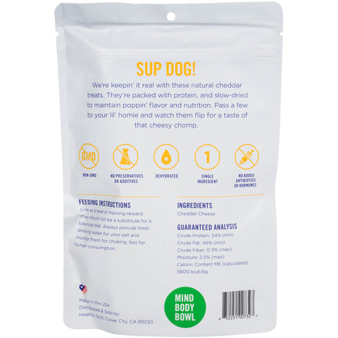 MIND BODY BOWL Stack That Cheddar Cheese Dog & Cat Treats - 3.5oz | Back Image of Cheddar Pet Treats