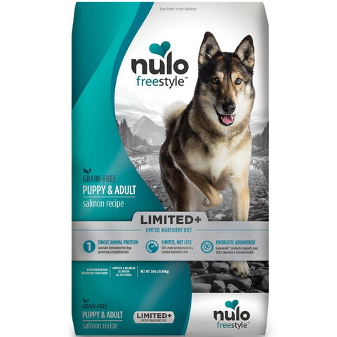 Nulo | Freestyle High-Meat Kibble Limited+ Salmon Recipe | Bag Front 24lbs