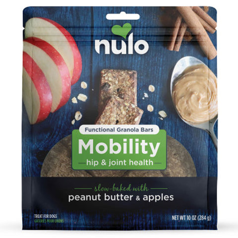 Nulo Functional Granola Bar Dog Mobility Peanut Butter & Apples 10 oz | Front Image of Nulo Peanut Butter & Apples Granola Bars