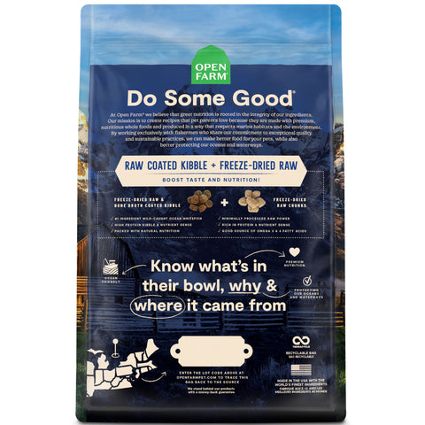 Open Farm Raw Mix Ancient Grains Dog Wild Ocean | Back Image of Wild Ocean Recipe Dog Food