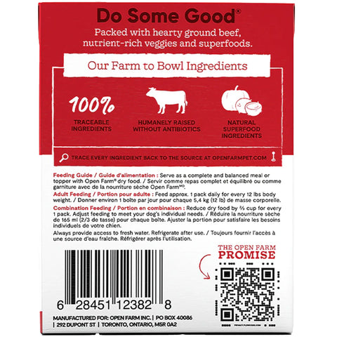 Open Farm Stew Grass-Fed Beef Dog Food - 12.5oz | Back Image of Beef Wet Dog Food