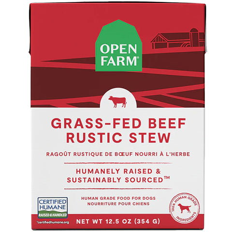 Open Farm Stew Grass-Fed Beef Dog Food - 12.5oz | Front Image of Beef Wet Dog Food
