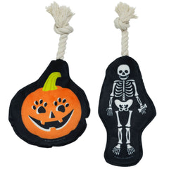Ore Pet Mini Rope Pumpkin & Skeleton Dog Toys - 2 Pack