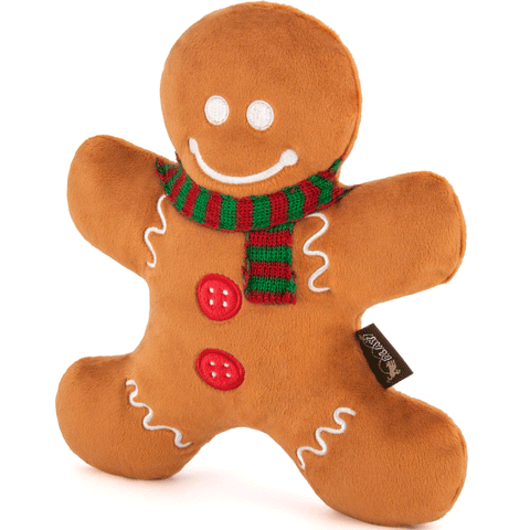 P.L.A.Y. Gingerbread Man Dog Toy | Front Image of Plush Gingerbread Man