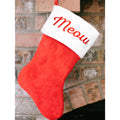 Pearhead Meow Holiday Stocking | Lifestyle Image of Red Stocking