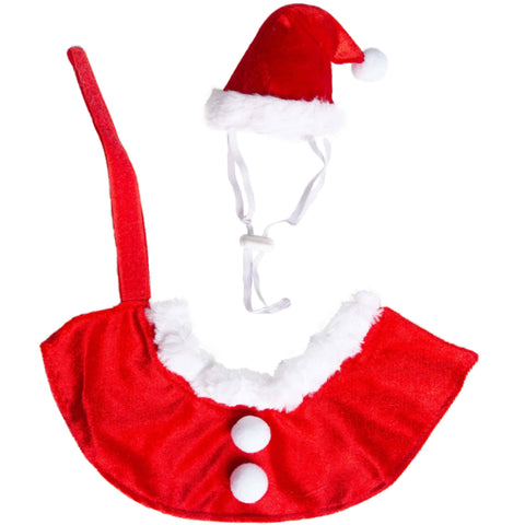 Pet Krewe Santa Hat and Collar Pet Costume | Front Image of Red and White Santa Costume