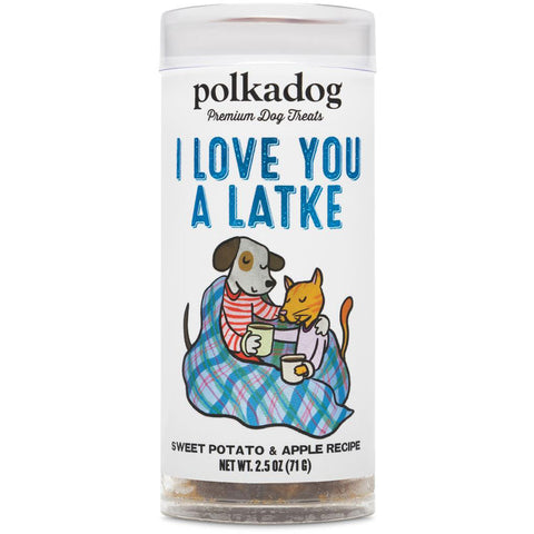 Polka Dog Bakery Love You Latke Sweet Potato & Apple Dog Treats | Front Image of Sweet Potato and Apple Treats