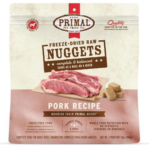 Front Image of Primal Freeze-Dried Pork Dog Food 14oz