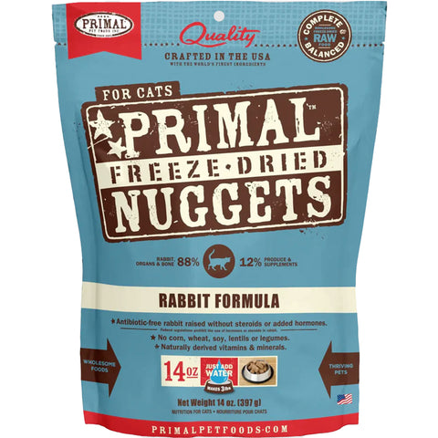 Primal Freeze-Dried Rabbit Cat Food | Front Image of Primal Freeze-Dried Nuggets Rabbit Formula