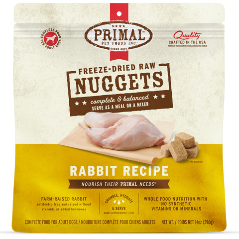 Front Image of Primal Freeze-Dried Rabbit Dog Food 14oz