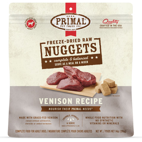 Front Image of Primal Freeze-Dried Venison Dog Food 14oz