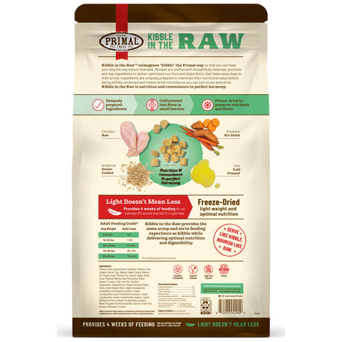 Primal Kibble in the Raw Chicken Dog Food | Back Image of Chicken Recipe 9 lbs